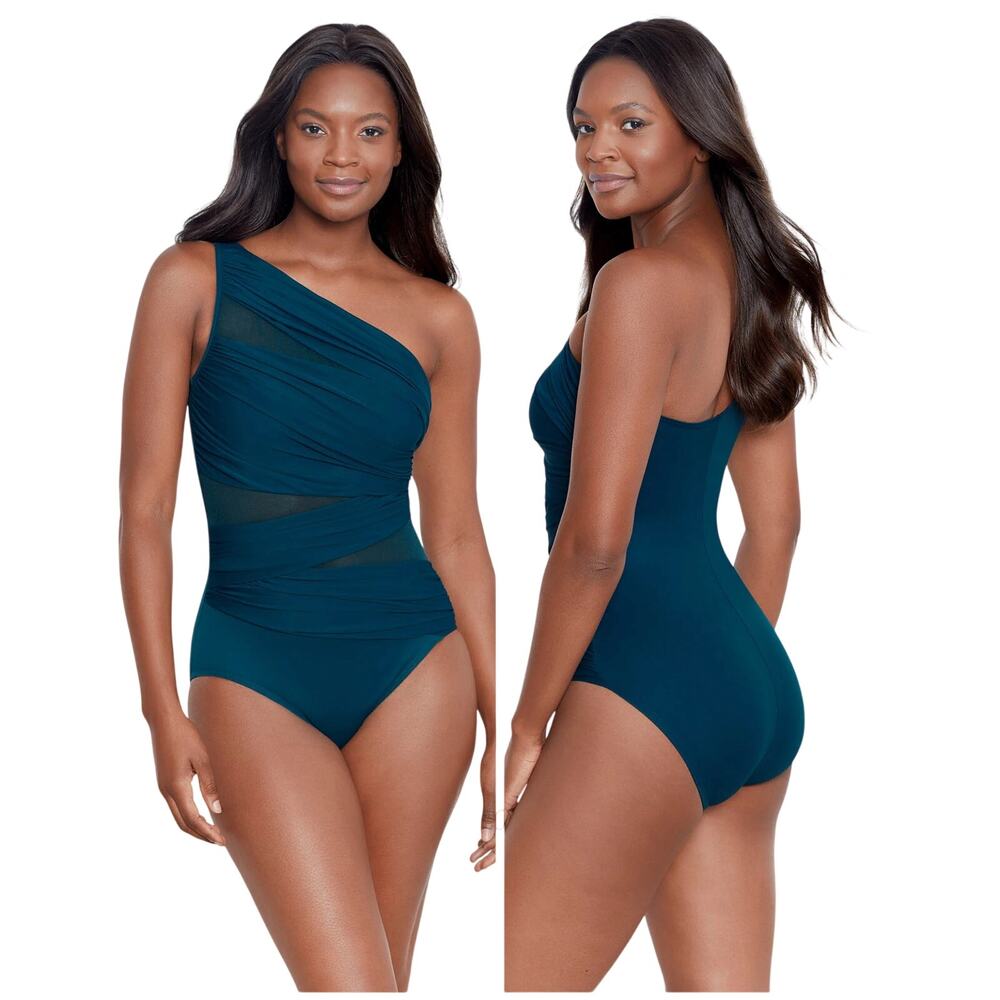 Miraclesuit NWT Network Jena One Piece Swimsuit Nova Green Size 8 Shelf Bra